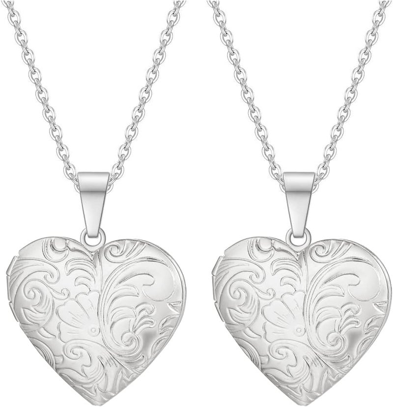 Weenkeey 2 Pcs Locket Necklace that Holds Pictures Stainless Steel Locket Pendant Necklace Memory Photo Pendant Necklace for Women Girls - Image 1